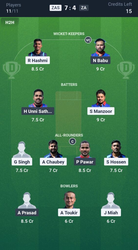 ZAS vs ZA Dream11