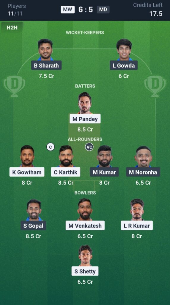MW vs MD Dream11