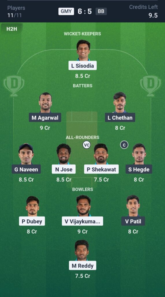 GMY vs BB Dream11