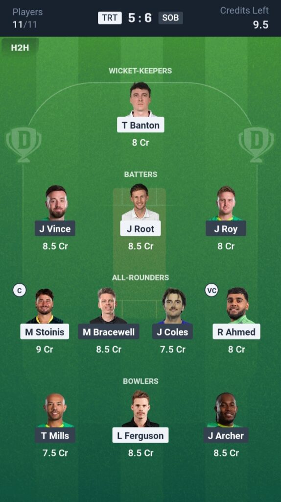 TRT vs SOB Dream11