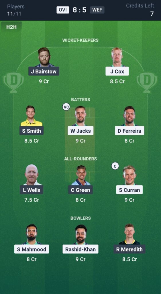 OVI vs WEF Dream11