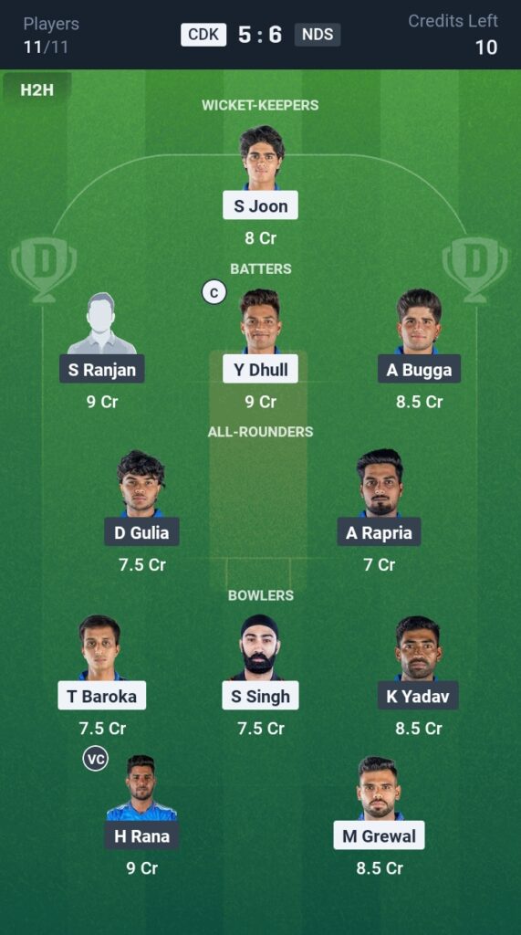 CDK vs NDS Dream11