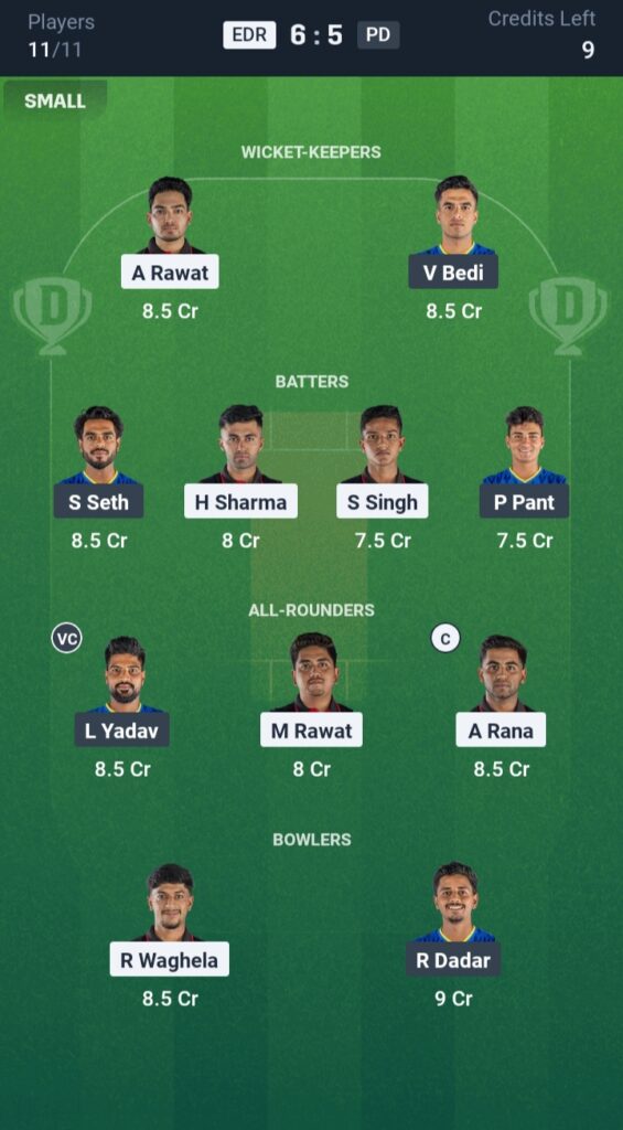 EDR vs PD Dream11