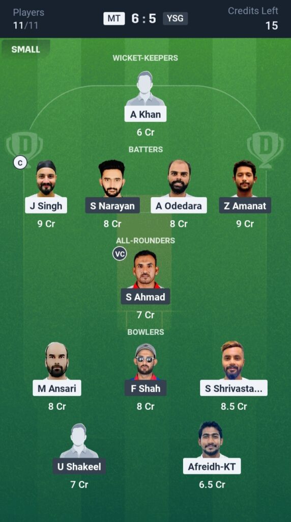 MT vs YSG Dream11
