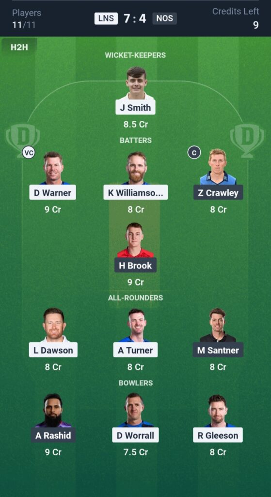 LNS vs NOS Dream11
