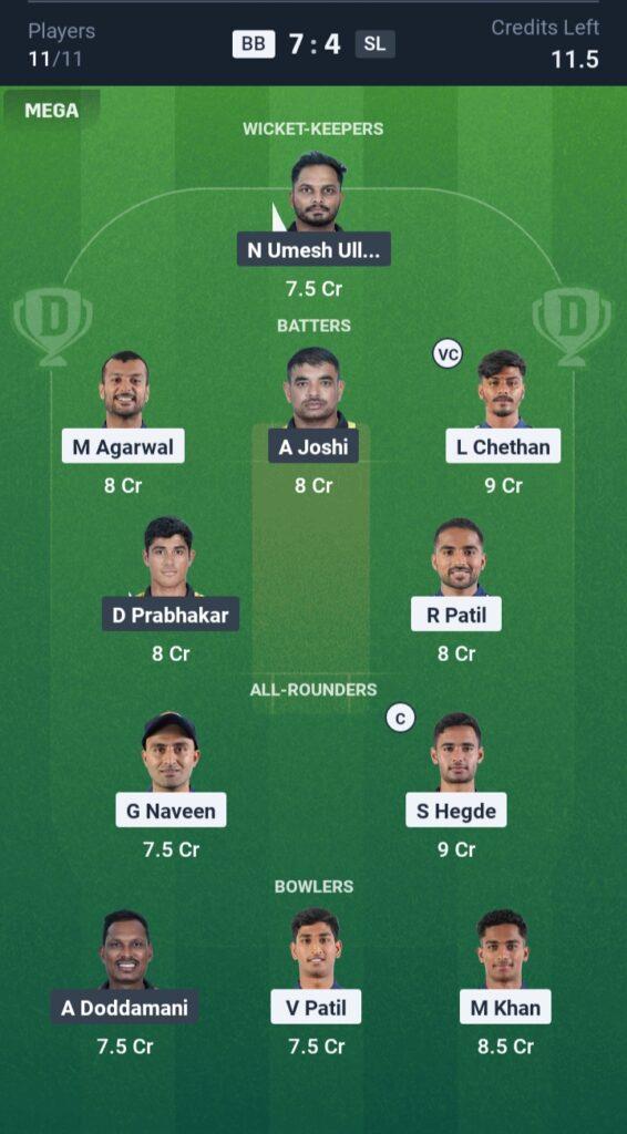 BB vs SL Dream11