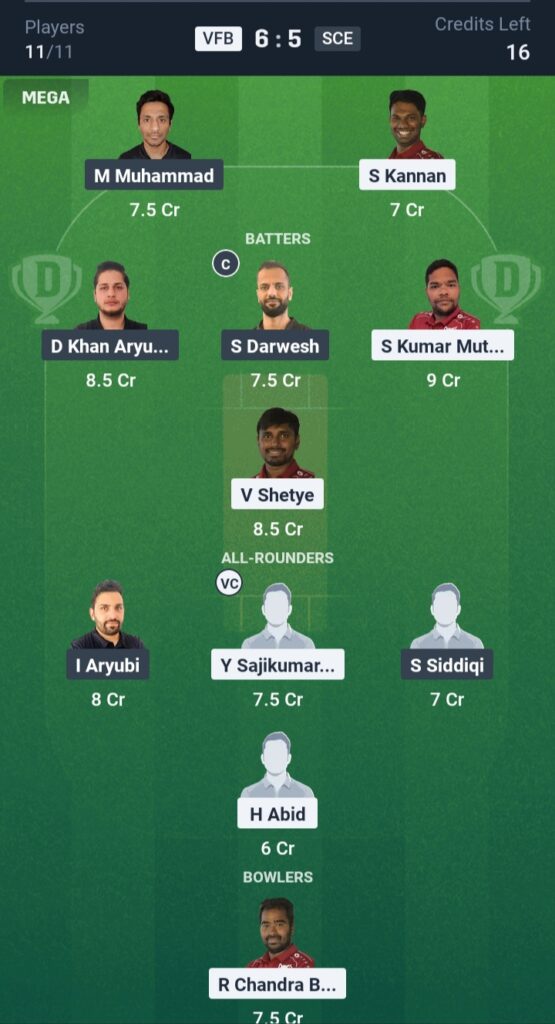 VFB vs SCE Dream11