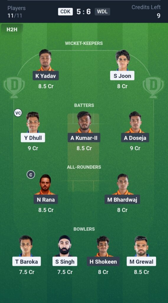 CDK vs WDL Dream11