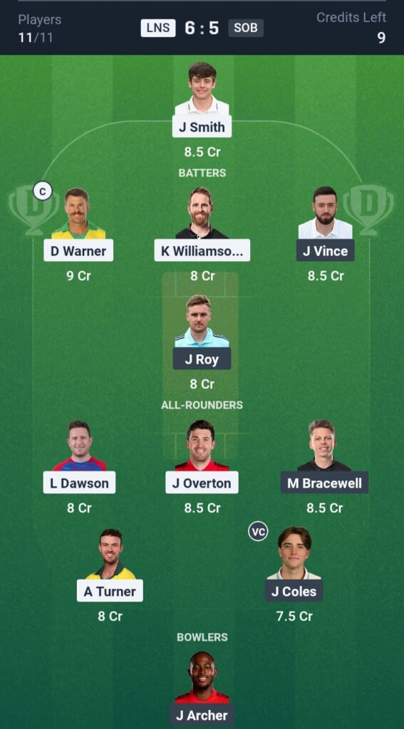 LNS vs SOB Dream11