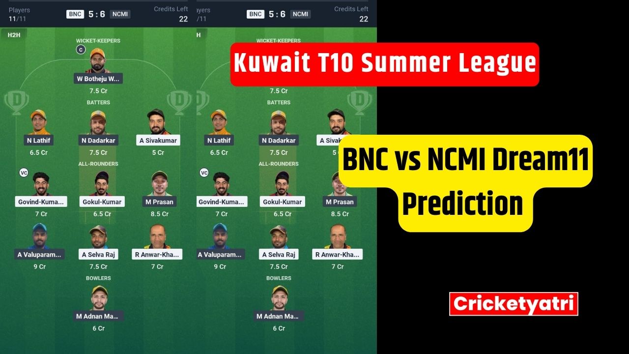 BNC vs NCMI Dream11