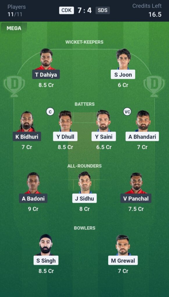CDK vs SDS Dream11