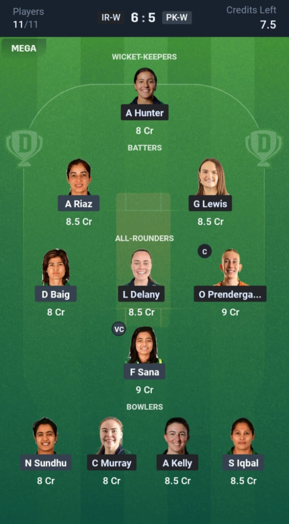 IRE-W vs PAK-W Dream11