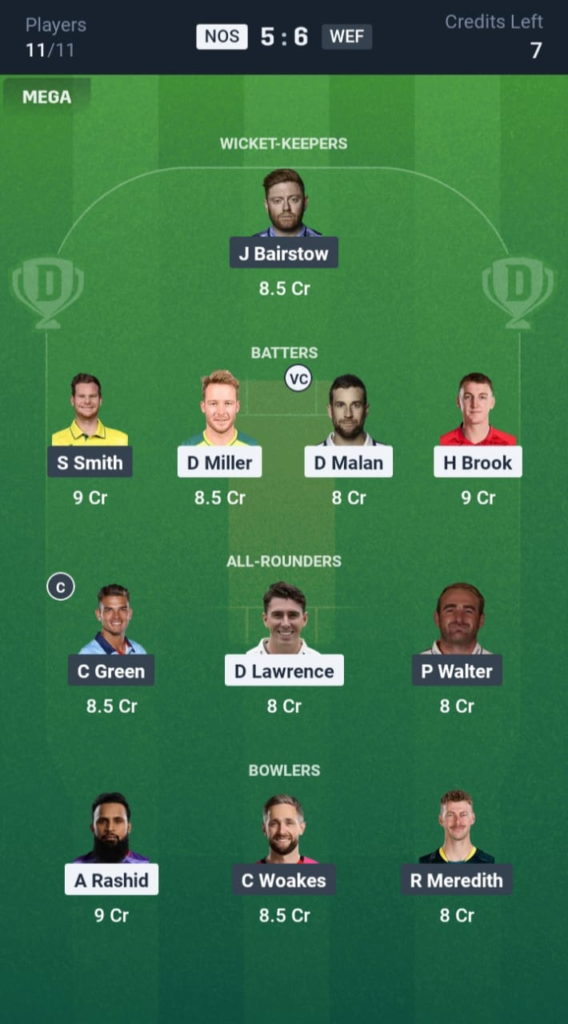 NOS vs WEF Dream11