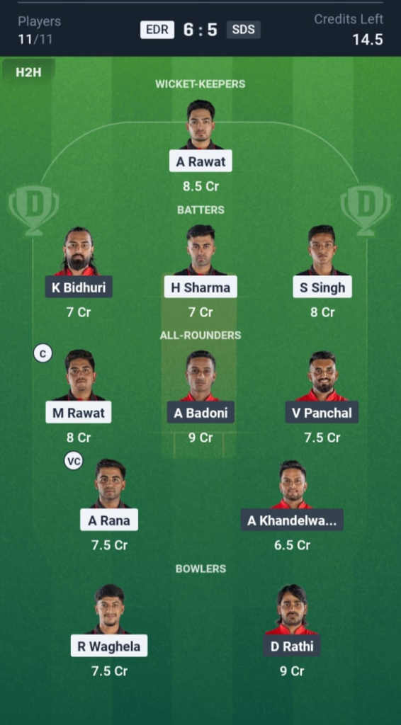 EDR vs SDS Dream11