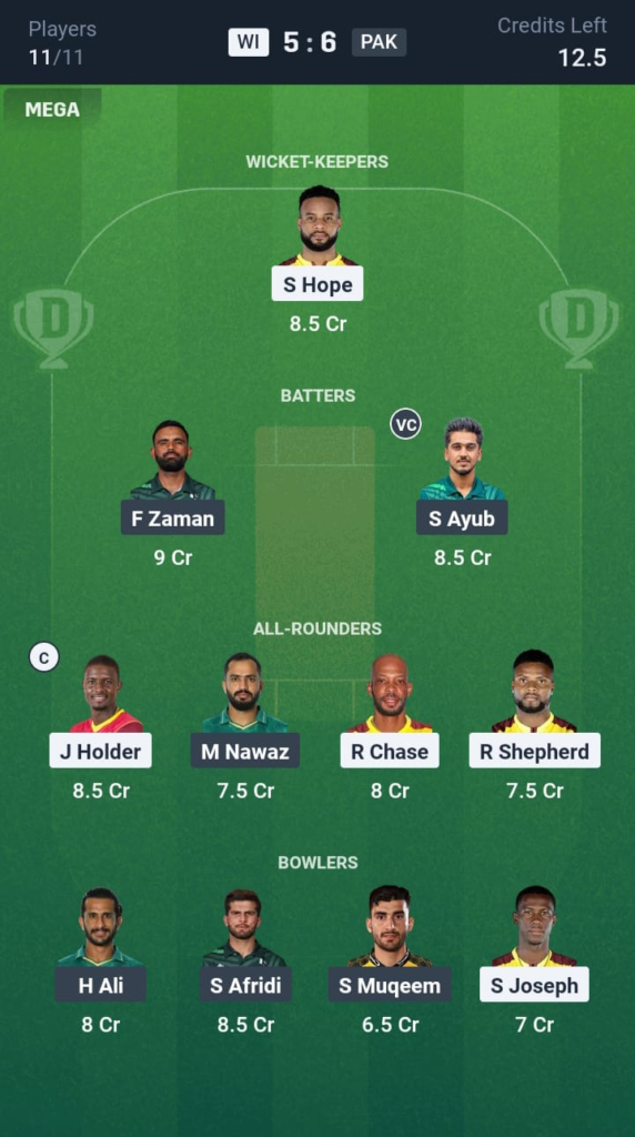WI vs PAK Dream11