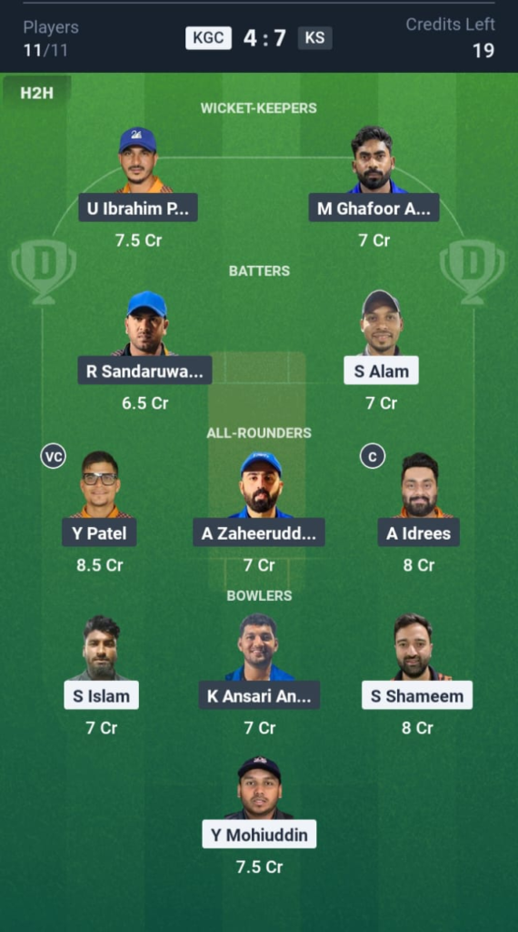 KGC vs KS Dream11