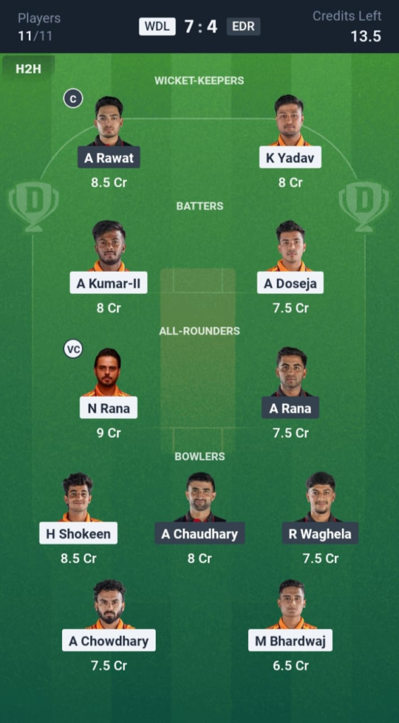WDL vs EDR Dream11