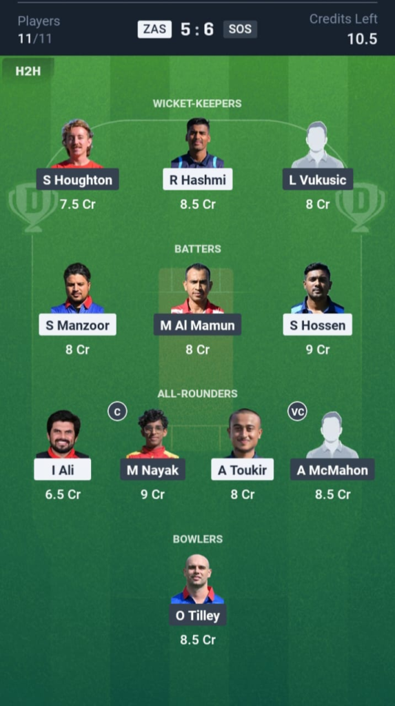ZAS vs SOS Dream11