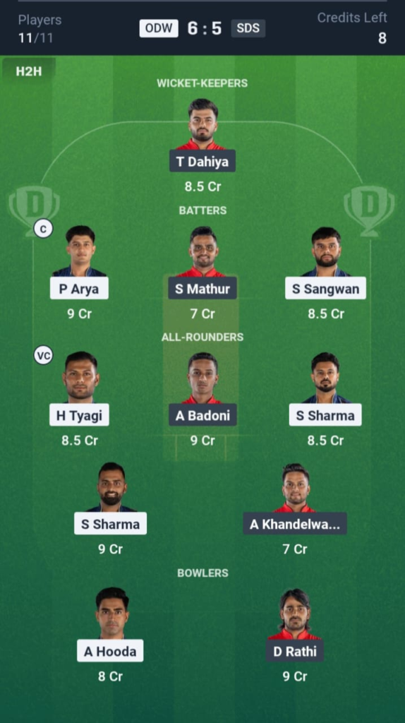 ODW vs SDS Dream11