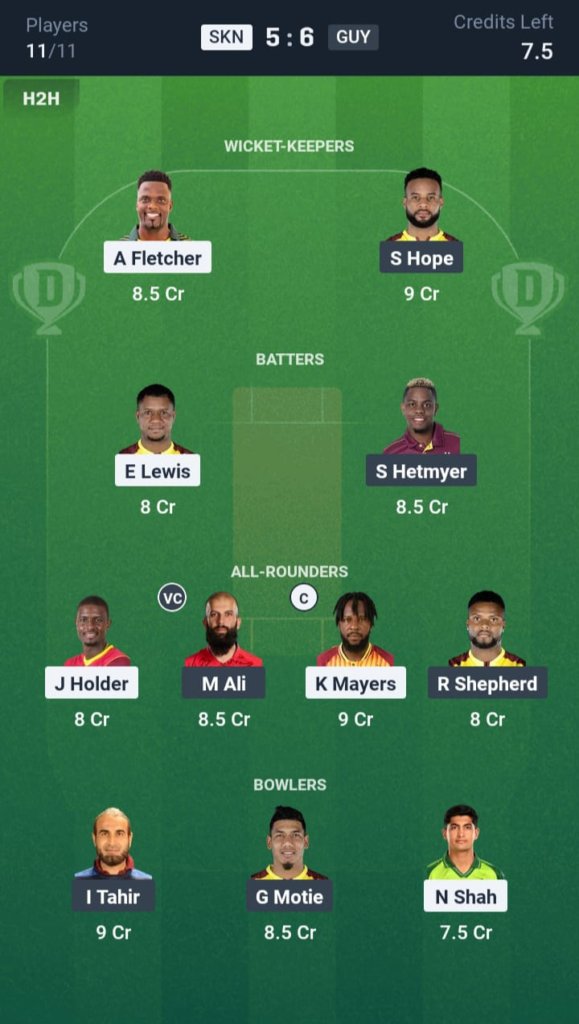 SKN vs GUY Dream11