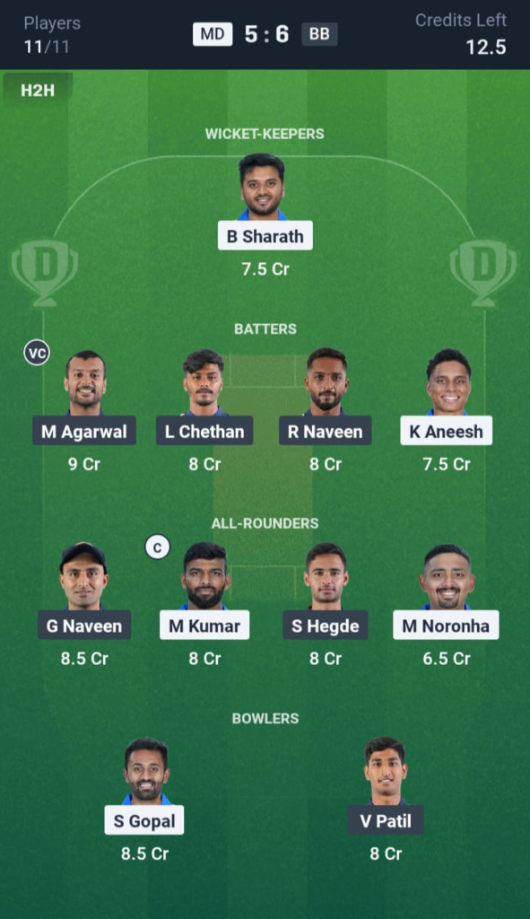MD vs BB Dream11