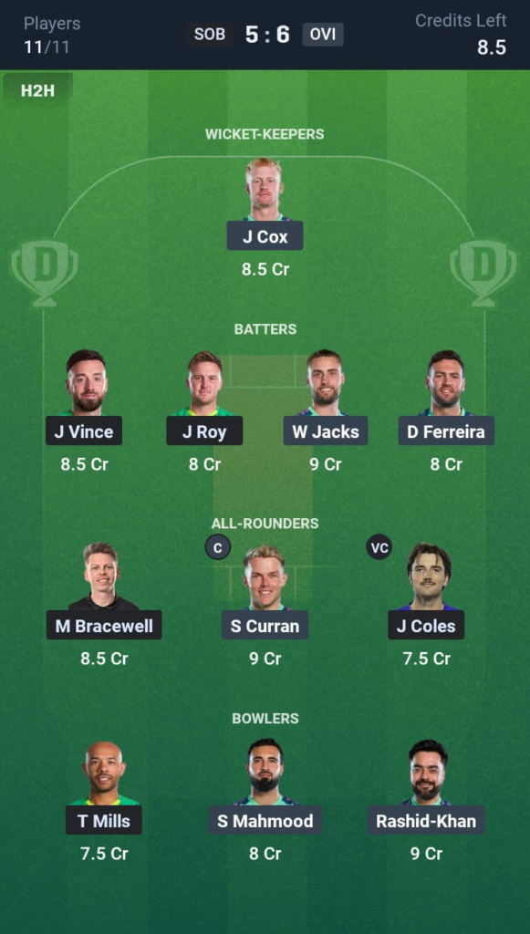SOB vs OVI Dream11