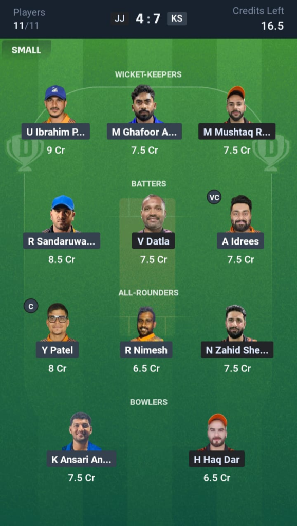 JJ vs KS Dream11