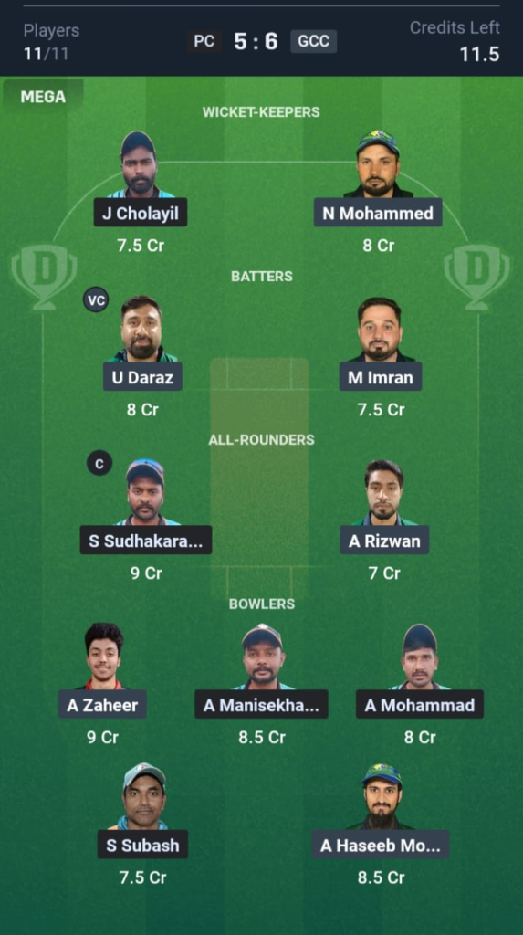 PC vs GCC Dream11