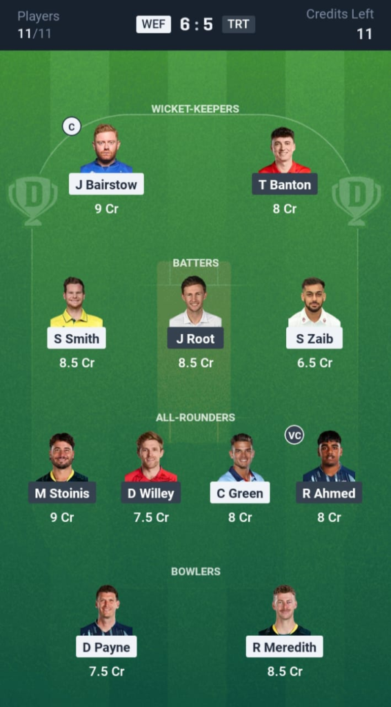 WEF vs TRT Dream11